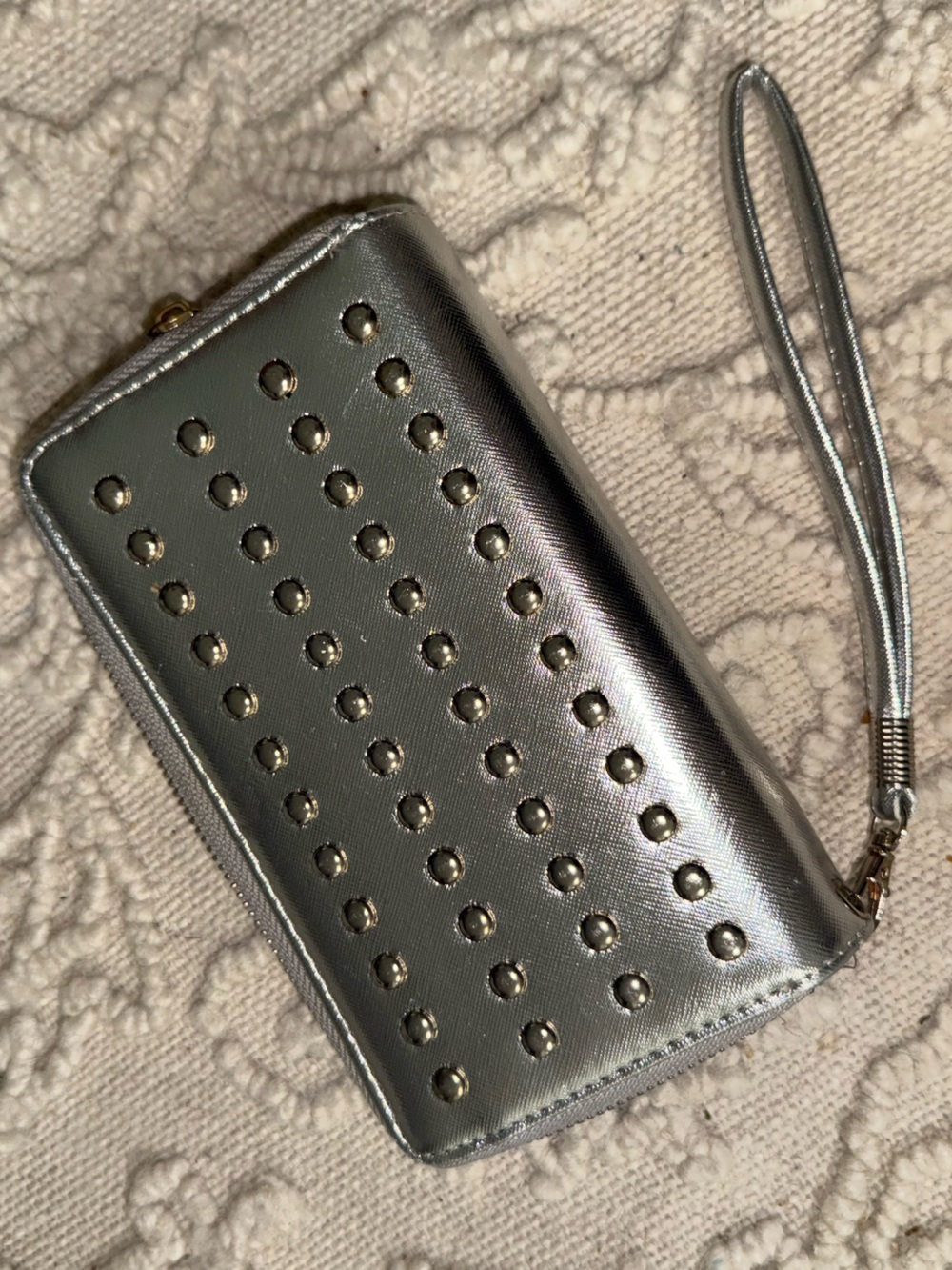 Silver Gold Studded Wristlet Clutch or Wallet Case
